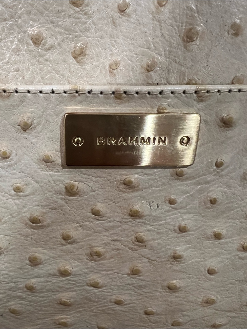 Brahmin Cream Ostrich-Textured Tote with Matching Croc Wallet - Picture 5 of 12